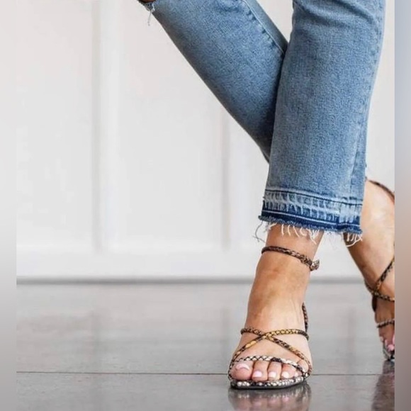 NWB Marc Fisher LTD Jared Sandal Sz 7.5 7 1/2 Naltural Multi Leather $128. - Picture 2 of 8